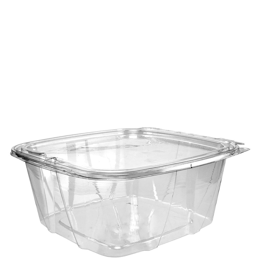 ClearPac Clear PET Plastic Tamper-Evident/Resistant Container with Flat Lid, 64 Ounce Capacity -- 200 per case