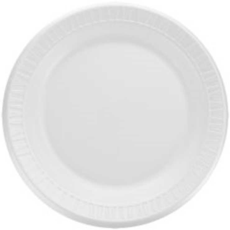 Dart Quiet Classic Expanded Polystyrene Foam White Laminated Round Plate, 9 inch -- 500 per case