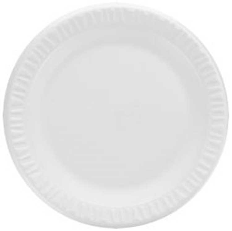 Dart Concorde White Expanded Polystyrene Foam Non Laminated Round Plate, 9 inch -- 500 per case