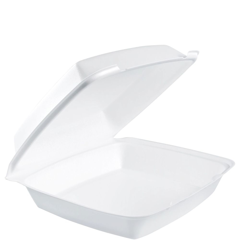 Performer White XPS Foam Container with Removable Lid, 10.25 x 9.5 x 3.5 inch -- 200 per case