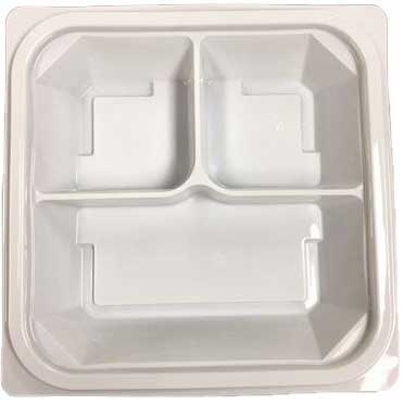 Easy Paks Polypropylene Wave Square 3 Compartment Container, 8 x 8 x 1.5 inch -- 250 per case