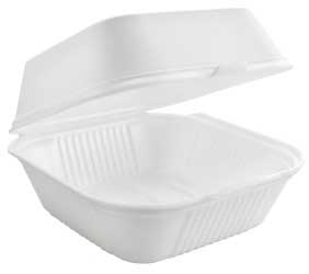 Grupo Industrial Reyma EPS White 1 Compartment Foam Hinged Sandwich Container, 5.75 x 5.63 x 3 inch -- 500 per case