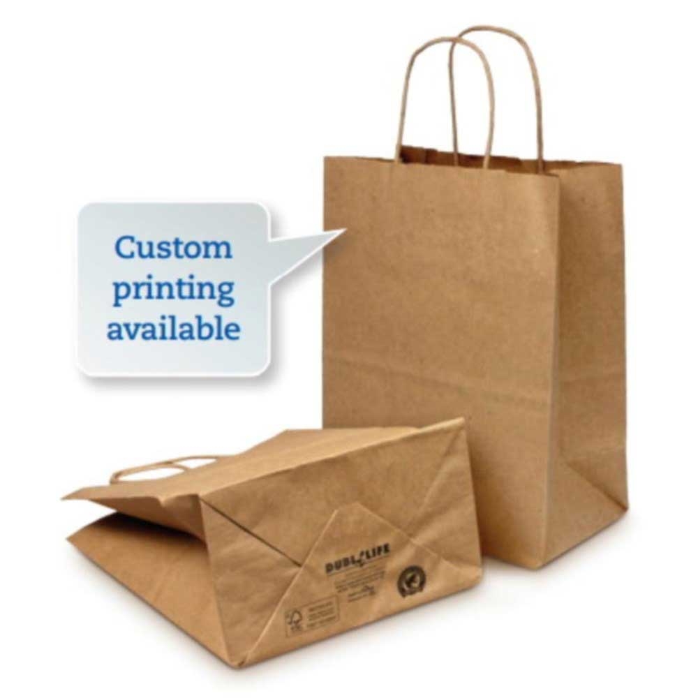 Duro Number 65 Brown 100 Percent Recycled Virgin Paper Shopping Bag, 13 x 7 x 17 inch -- 250 per case