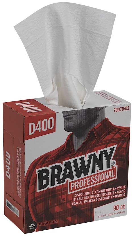 Georgia Pacific Gp Pro Brawny Professional White D400 Disposable Cleaning Towel - Tall Box, 16.3 x 9.25 inch -- 900 per case