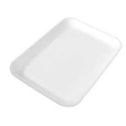 Dyne-A-Pak White Number 2S EPS Rectangular Meat Tray, 8.25 x 5.75 x 0.62 inch -- 500 per case