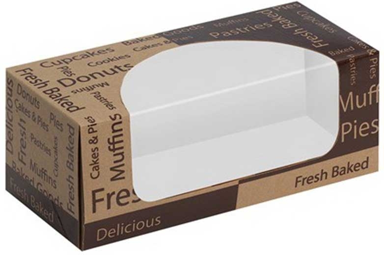 Georgia Pacific Dixie Kraft Printed Brown Windowed Donut Box, 9 x 4 x 3 inch -- 100 per case