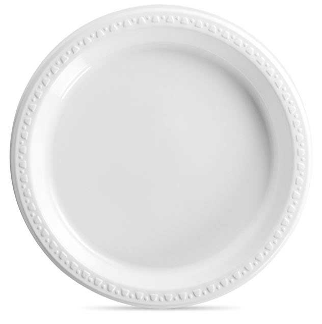 Huhtamaki Round White Plastic Plate -- 500 per case