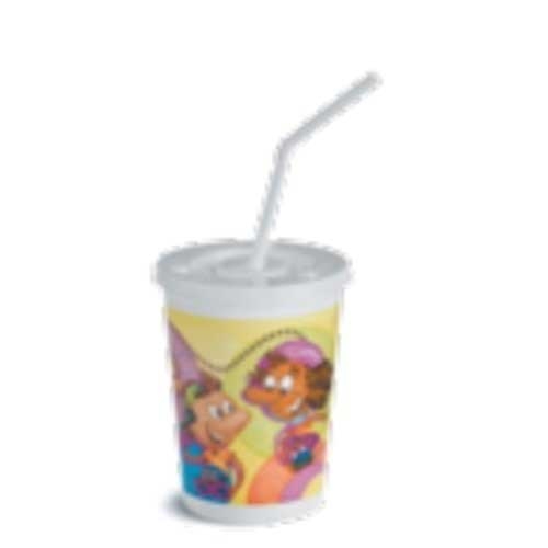 Huhtamaki Yellow Plastic Cup with Lid and Wrapped Straw, 12 Ounce Capacity -- 250 per case