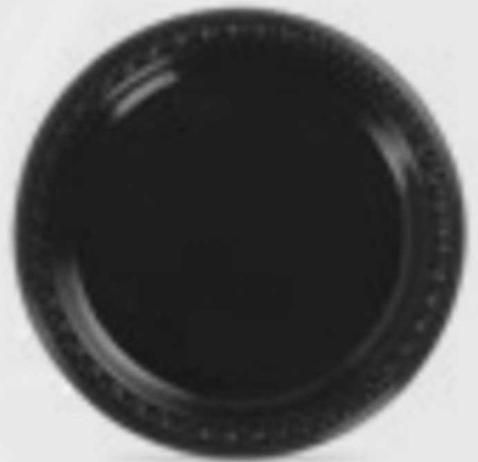 Huhtamaki Plastic Black Round Plate, 7 inch -- 1000 per case