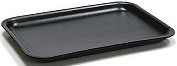 Pactiv Polystyrene Foam Number 20S Black Supermarket Tray, 8.3 x 4.8 x 0.65 inch -- 500 per case