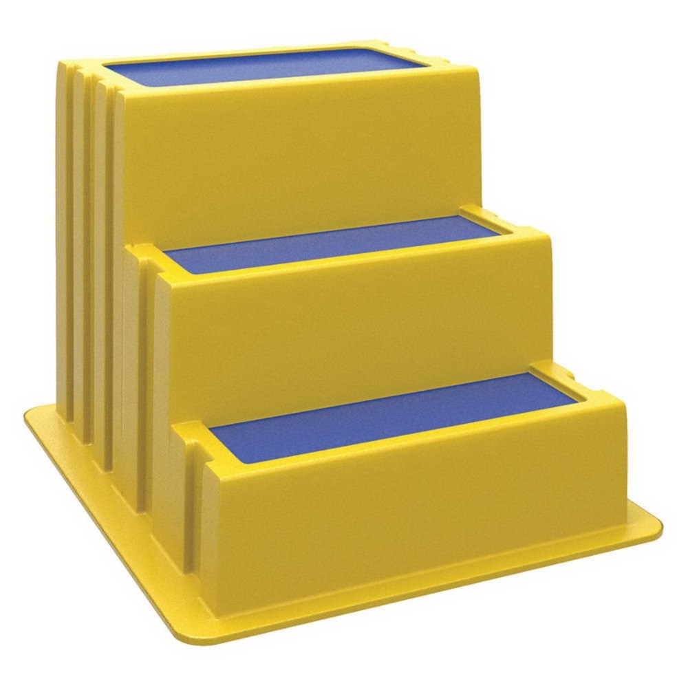 Premier Yellow High Density Polyethylene Nestable 3 Step Stand, 43 x 28 x 30 inch