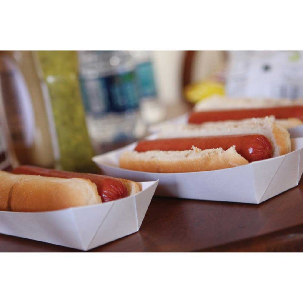 Southern Champion White Paper Board Hot Dog Tray, 20.375 x 15.375 x 8.125 inch -- 1000 per case