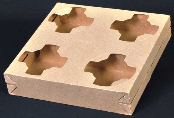 Southern Champion Tray Tan Kraft 4 Cup Fast Lock Drink Carrier, 8.75 L x 8.375 x 1.75 inch -- 300 per case