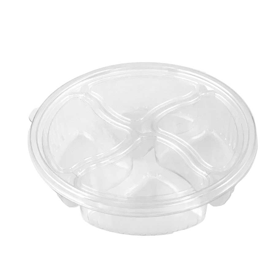 Bardes Plastics Clear Pet 4 Compartment Container with Ultra Flat Lid, 10 inch -- 50 per case