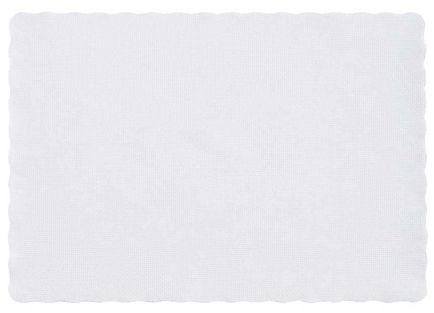Hoffmaster Embossed Scalloped White Paper Placemat, 10 x 14 inch -- 1000 per case