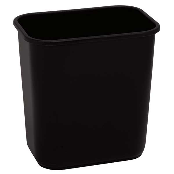 American Plastics Black Plastic Rectangle Waste Basket, 13.62 Quart -- 12 per case