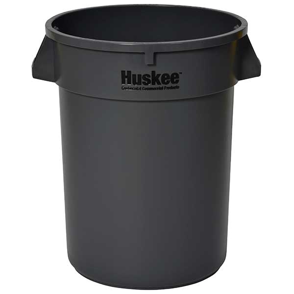 American Plastics Huskee Gray Round Receptacle, 32 Gallon