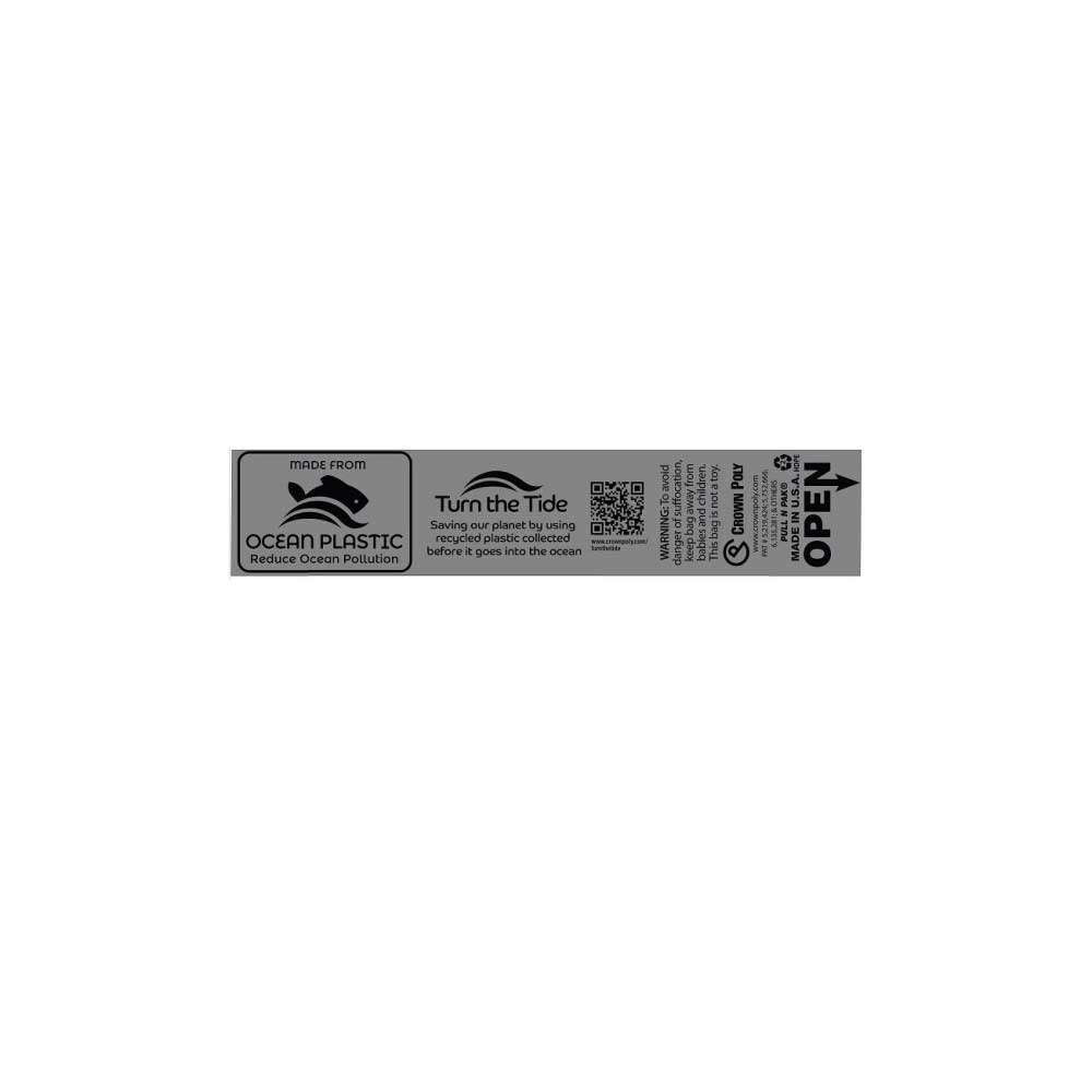 Crown Poly Gray Ocean Plastic Bag, 15 x 20 inch -- 3300 per case