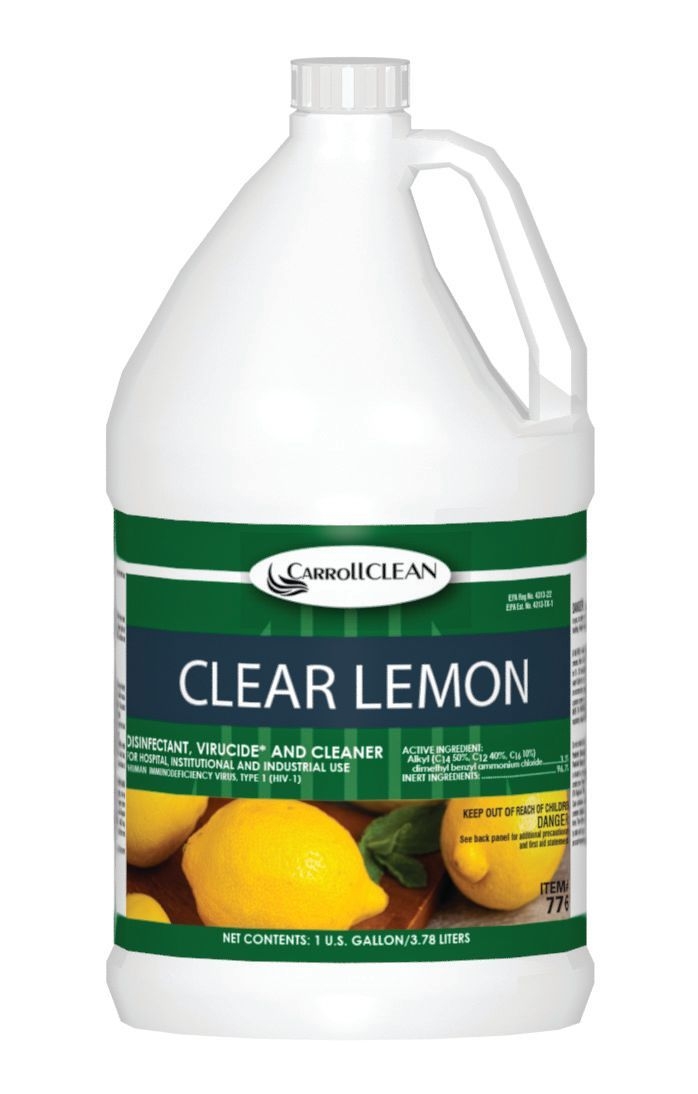 Carrollclean Clear Lemon Disinfectant Virucide and Cleaner -- 4 per case.