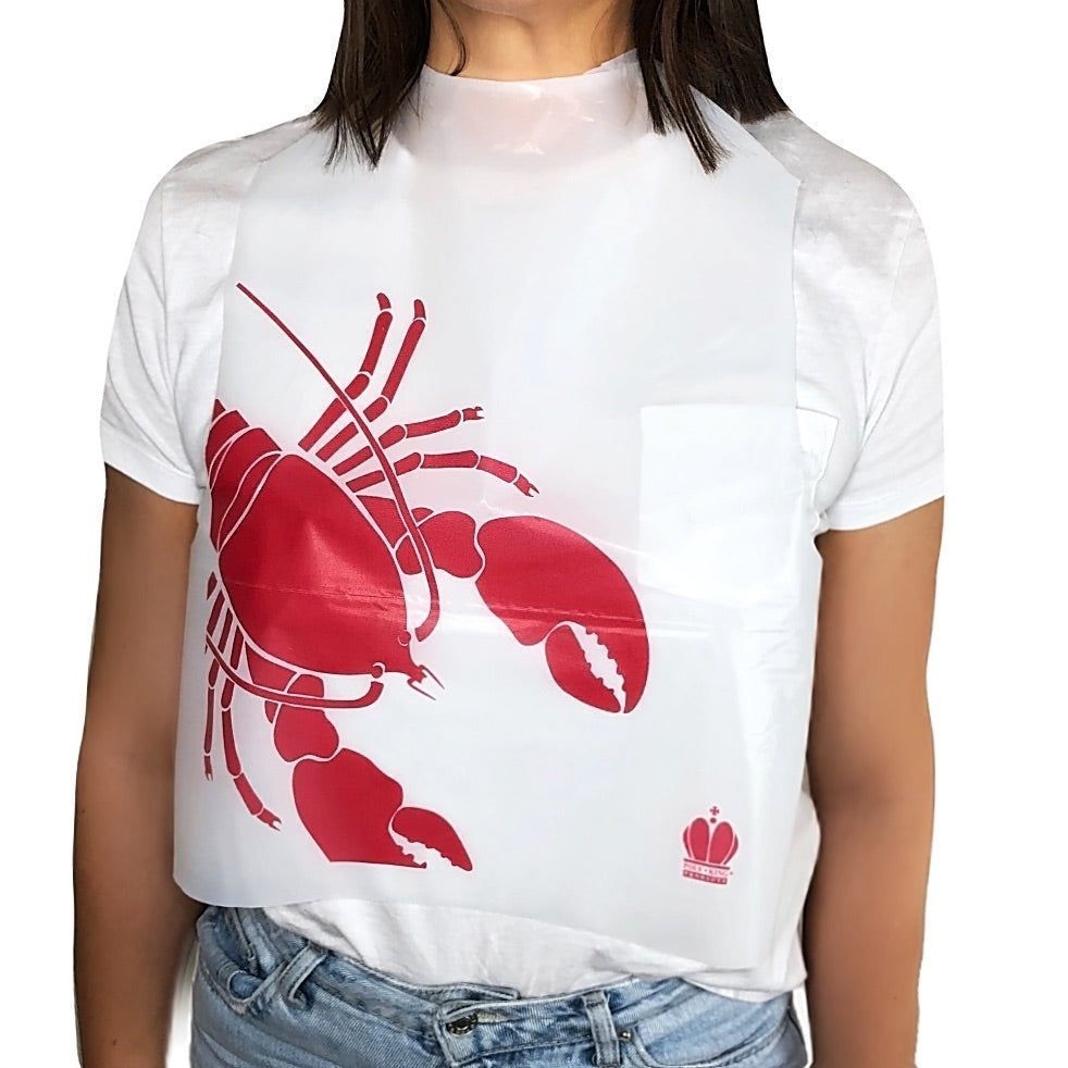 Poly King Poly Lobster Print Disposable Adult Bib, 15 x 20 inch -- 2000 per case
