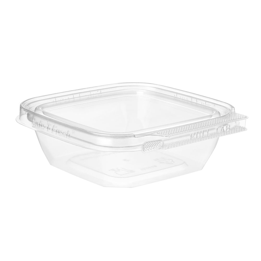 Safe-T-Fresh Square Clear PET Clamshell Container, 8 Ounce Capacity -- 300 per case