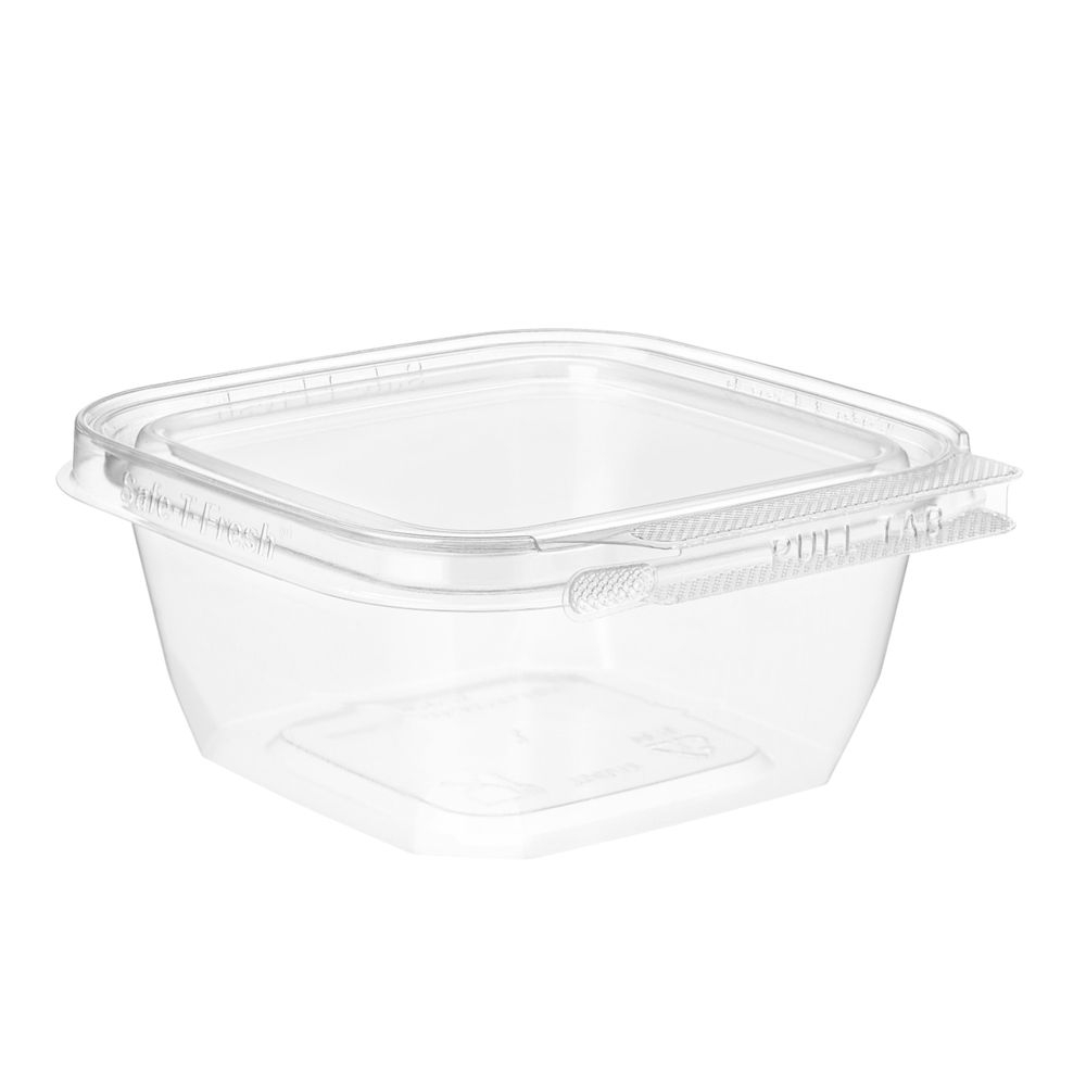 Safe-T-Fresh Square Clear PET Clamshell Container, 12 Ounce Capacity -- 288 per case