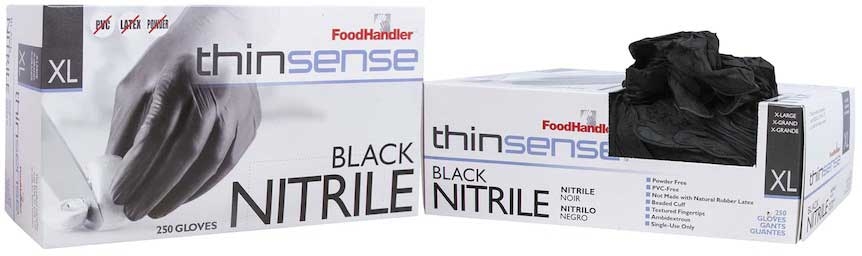 Foodhandler Thinsense Extra Large Black Powder Free Nitrile Glove -- 1000 per case