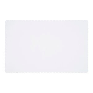 Lapaco White Embossed Groundwood Scalloped Edge Smooth Finish Placemat, 9-1/2 x 14 1/2 inch -- 1000 per case.