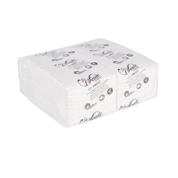 Roses La Creme Collection White 2 Ply 1/8 Fold Dinner Napkin, 15 x 17 inch -- 3000 per case.