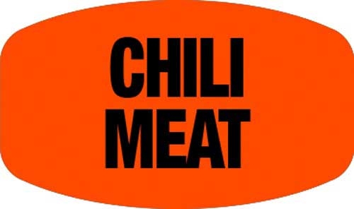Adhesive Label Red with Black Print Chili Meat Label, 4 x 4 x 1 inch - 1000 count per roll
