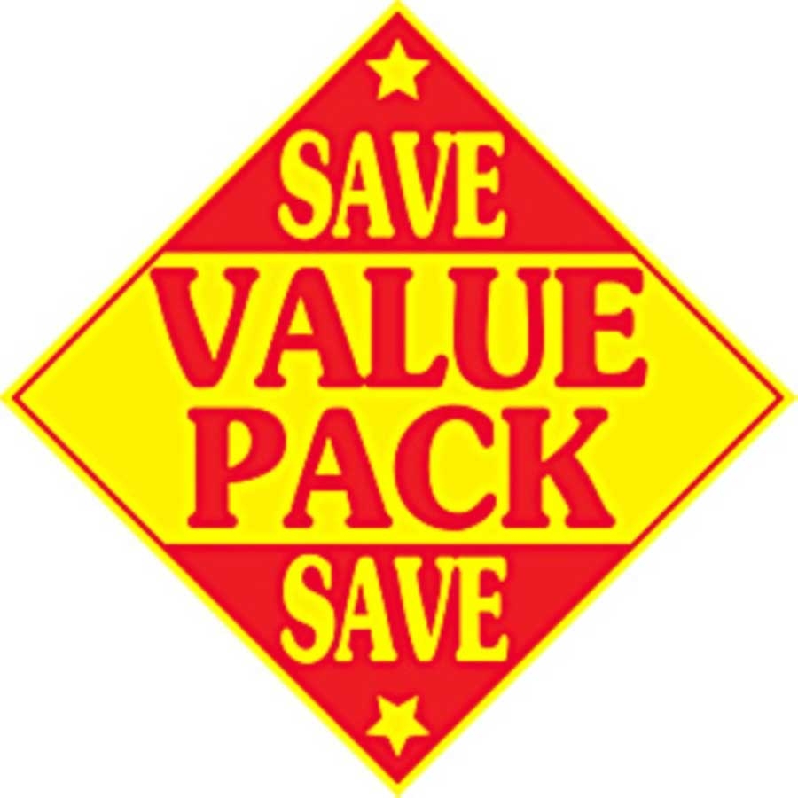 Adhesive Label Red/Yellow Value Pack Save Labels, 3 x 3 inch -- 500 per roll