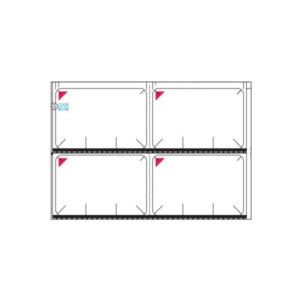 Zebra White Thermal Transfer Label with Slits and Red Triangle -- 66960 per case