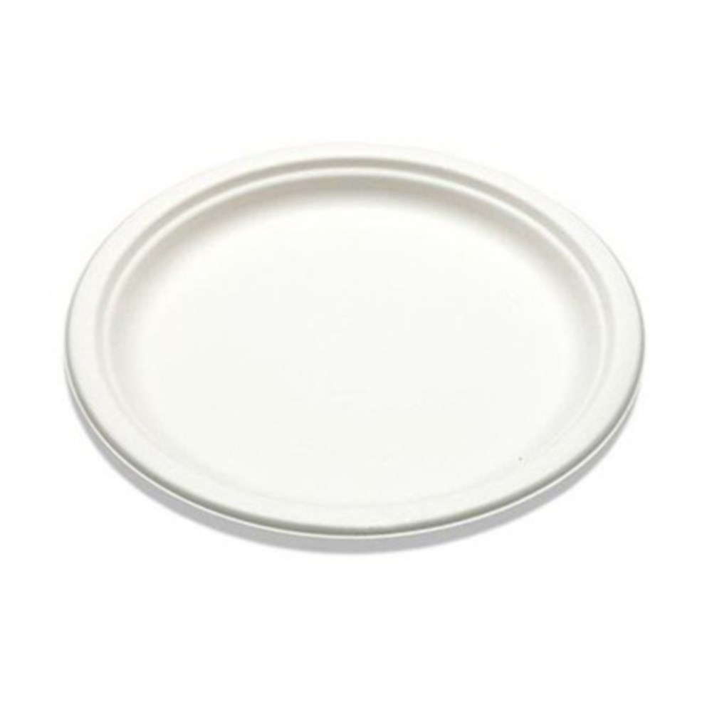 Bridge Gate Alliance White Round Sugarcane Bagasse Plate, 9 inch -- 500 per case