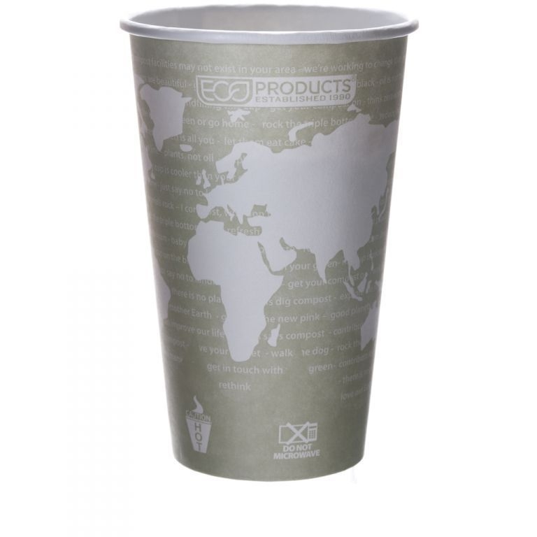 Eco-Products World Art Compostable Hot Cup, 16 Ounce Capacity -- 1000 per case.