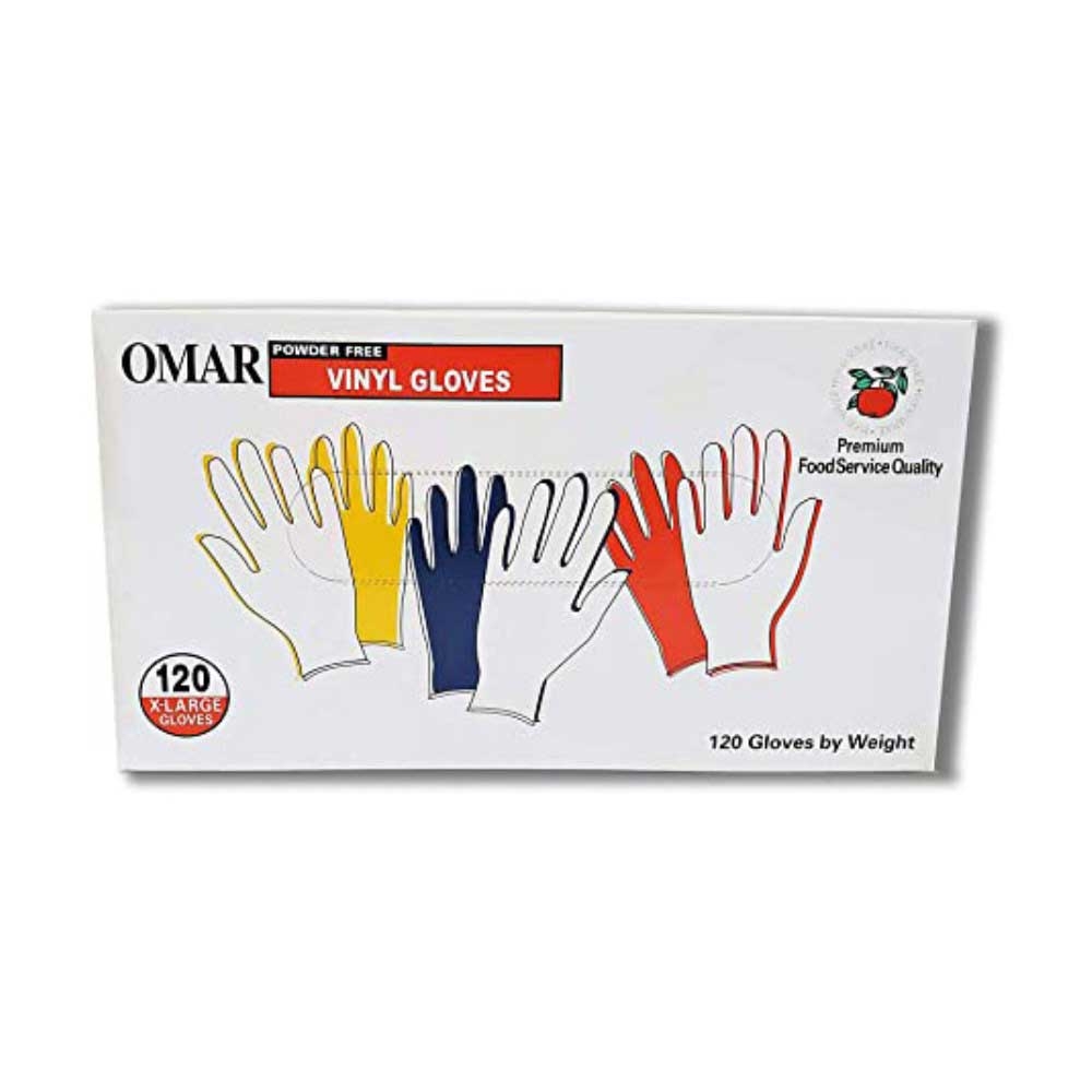 Omar Clear Medium Powder Free Industrial Dispenser Vinyl Gloves -- 1000 per case