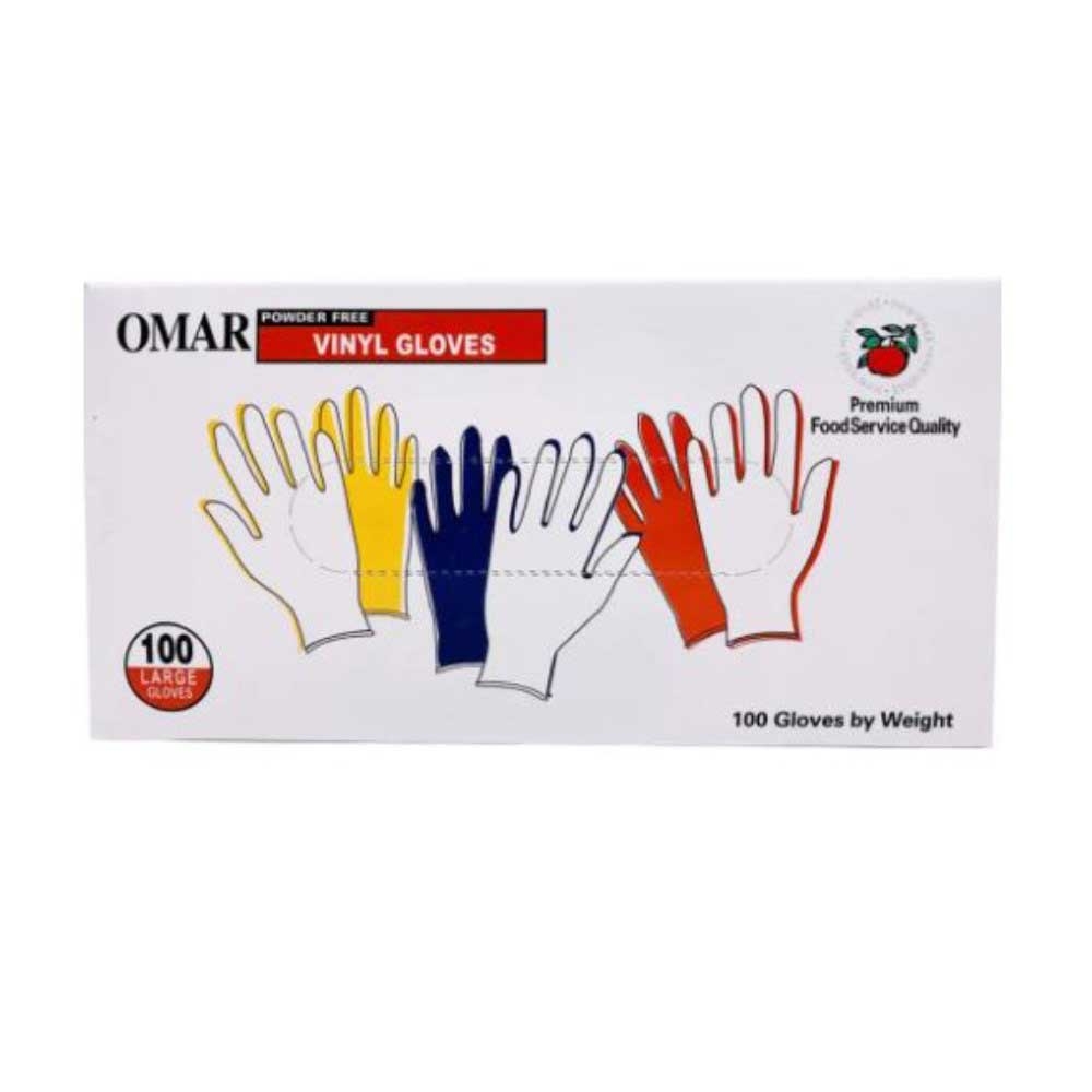 Omar Clear Large Powder Free Industrial Dispenser Vinyl Gloves -- 1000 per case