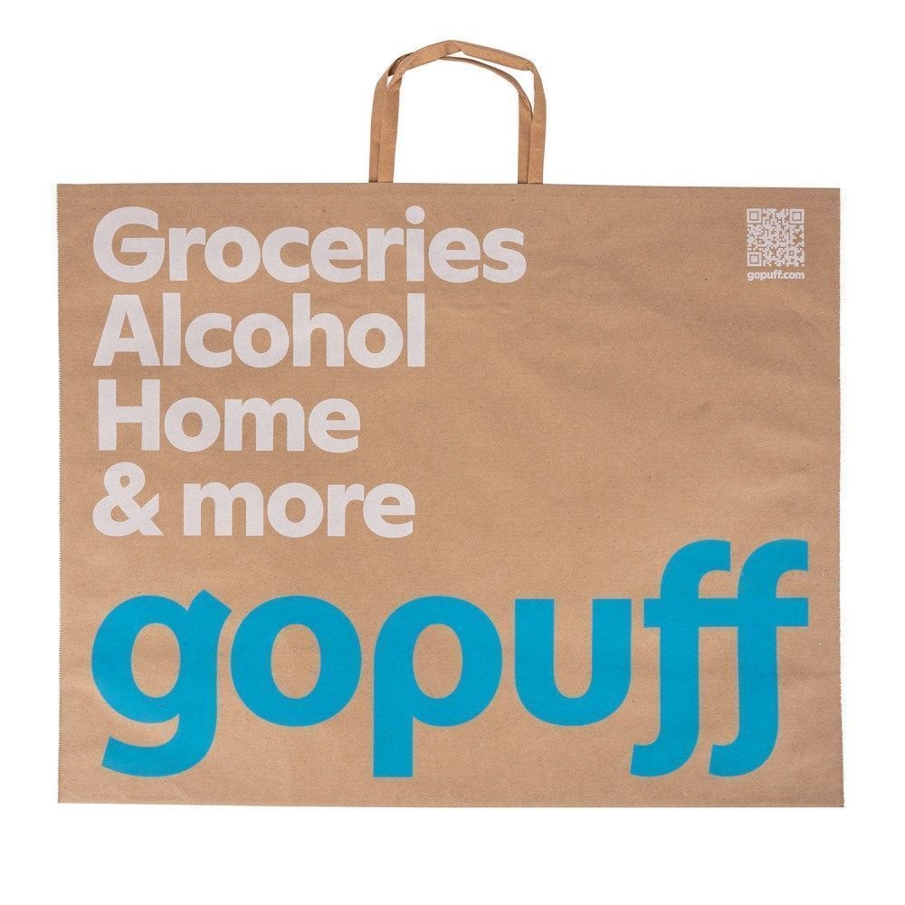 American Paper Bag Gopuff Large Bag with Handle, 1.99 x 15.69 x 6.69 inch -- 300 per case.