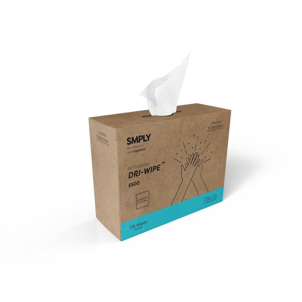 SMPLY Dri-Wipe All Purpose White Wipes, 8.34 x 12.5 inch -- 1760 per case