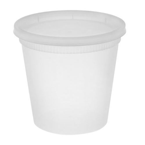 Tiya Premier Essential Clear Polypropylene Deli Container with Lid - Combo, 24 Ounce Capacity -- 240 per case.