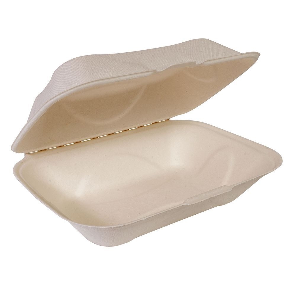 EcoSystems Kraft Formulated Molded Fiber Clamshell Container, 9 x 6 inch -- 250 per case.