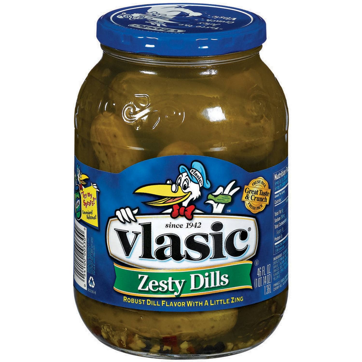 Vlasic Whole Zesty Dills Pickles, 46 Ounce -- 6 per case.