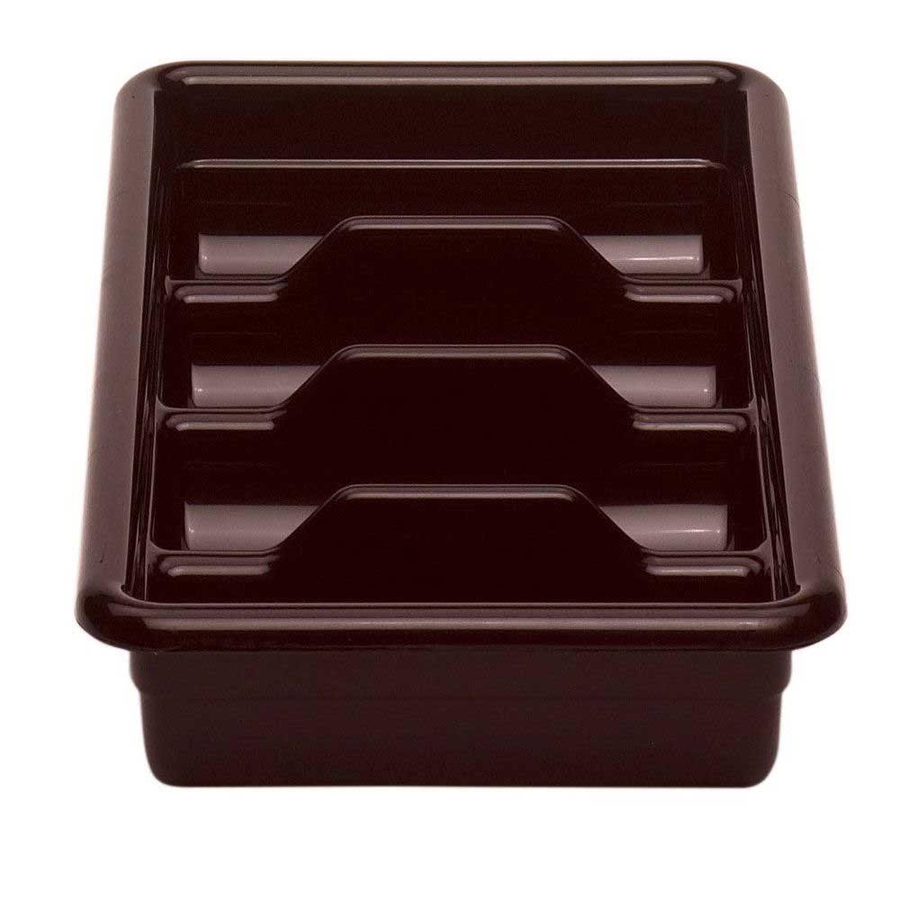 Cambro Poly Collection 4 Compartment Dark Brown Cutlery Bus Cambox, 11 3/8 x 20 7/16 x 3 3/4 inch -- 12 per case