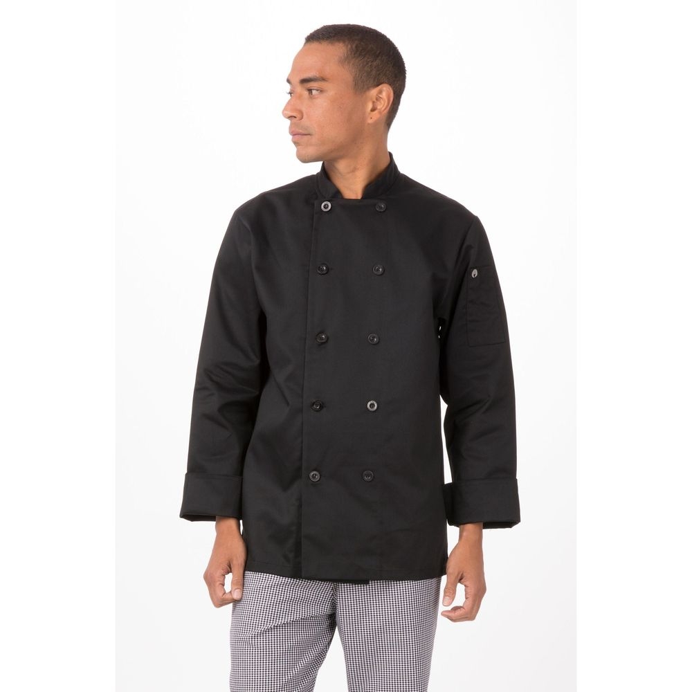 Chef Works Black Extra Small Classic Fit Bastille Chef Coat for Unisex