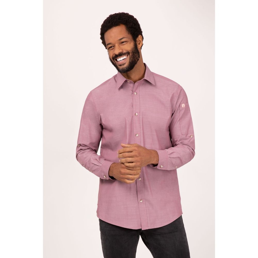 Chef Works Dusty Rose Extra Small Classic Fit Chambray Shirt for Men