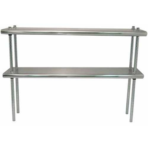 Stainless Steel Shelving - Double Deck With Adjustable Chrome Post, 12 x 132 inch.
