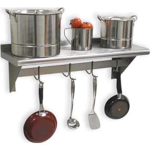 Stainless Steel Pot Rack With Shelf, 12 x 48 inch.