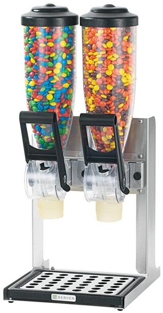 Server Double Countertop Dry Food and Candy Dispenser with Stand, 2 Liter