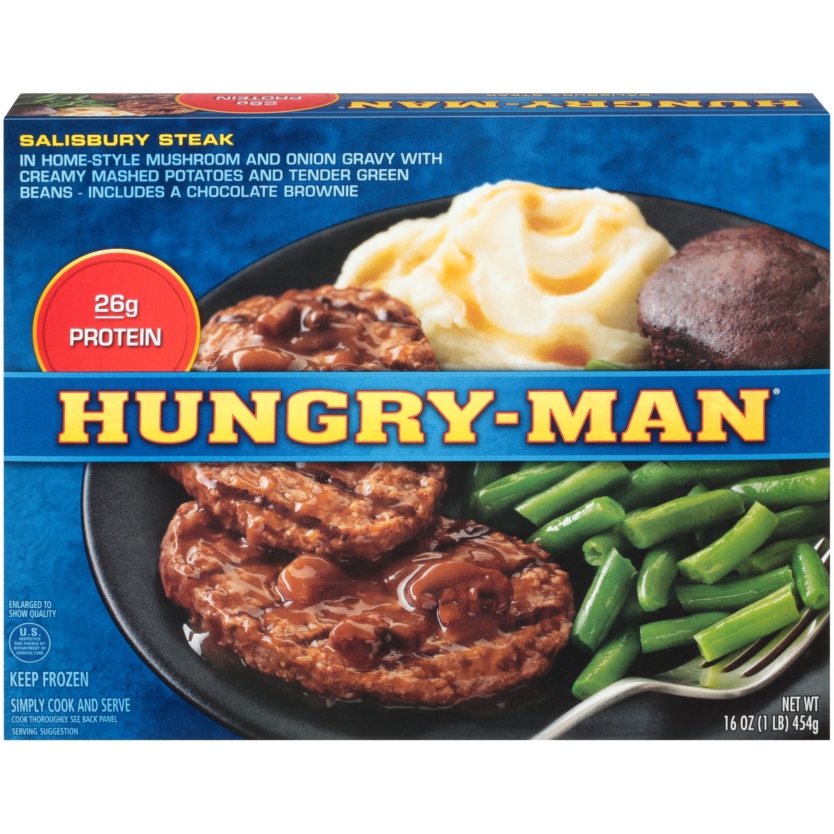 Hungry Man Salisbury Steak, 18 Ounce -- 8 per case.