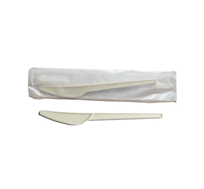 Kitch 24/7 Compostable Individual Wrap White Knives -- 1000 per case