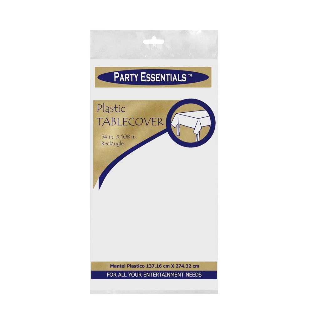 Northwest Enterprises Party Essentials White Rectangular Table Cover, 54 x 108 inch -- 24 per case